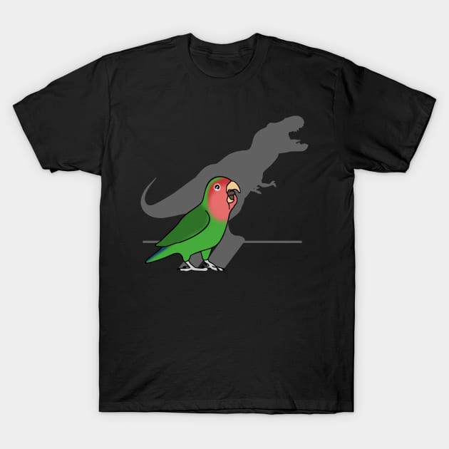 T-Rex Shadow Rosy faced Green Lovebird T-Shirt by FandomizedRose